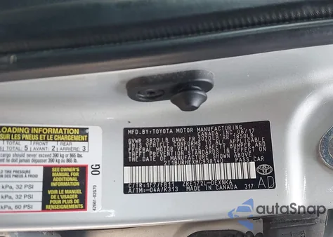 2017 Toyota Corolla Le из США, поврежденный, VIN 2T1BURHEXHC938140